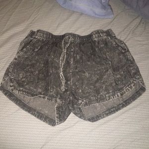 Stylish acid wash loose shorts